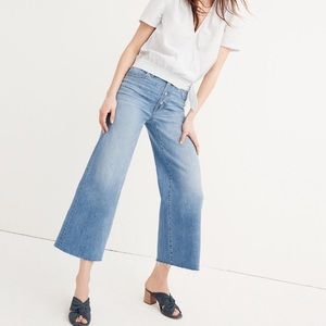 Madewell button front wide leg crop jeans